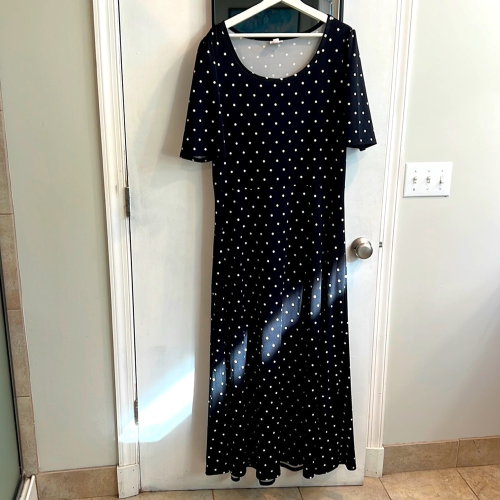 Black w white polka dot empire waist dress LuLaRoe 3X